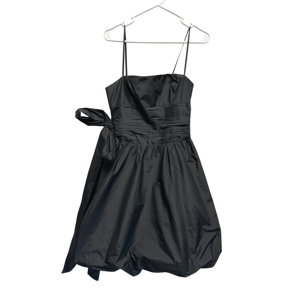 BCBG‎ Max Azria Black 100% Silk Cocktail Dress Size 4 with Bow Detail Bubble Hem
